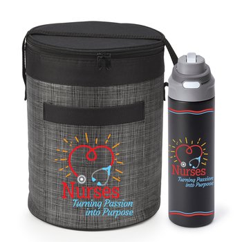 Nurses: Turning Passion Into Purpose Brookville Cooler Bag & Sip+Chug Water Bottle Gift Set from Positive Promotions