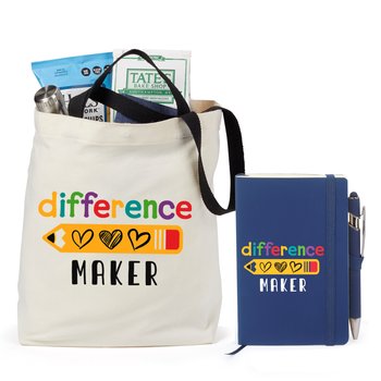 Difference Maker Venice Cotton Tote & Mini Pocket Journal Gift Set from Positive Promotions