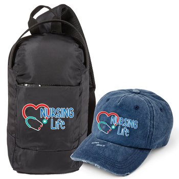 Nursing Life Modesto Sling Bag & Baseball Cap Gift Set from Positive Promotions