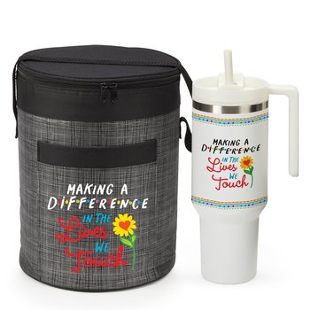 Making a Difference in the Lives We Touch Quencher Tumbler & Brookville Cooler Bag Gift Set from Positive Promotions