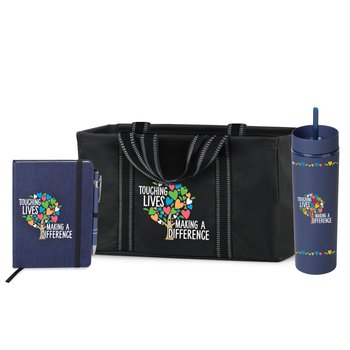 Touching Lives, Making a Difference Canyon Tumbler, Heathered Journal, & Utility Tote Gift Set from Positive Promotions