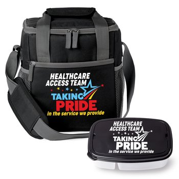 Riverside Lunch/Cooler Bag & 2-Section Food Container Gift Set from Positive Promotions