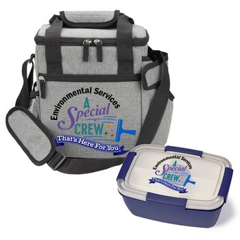 Environmental Services: A Special Crew That's Here For You Riverside Deluxe Lunch/Cooler Bag & Stacker Food Container Gift Set from Positive Promotions