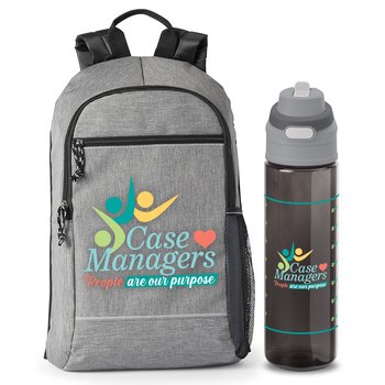 Case Managers: People Are Our Purpose Bayside Backpack & Tritan Dual-Sip Water Bottle Gift Set from Positive Promotions