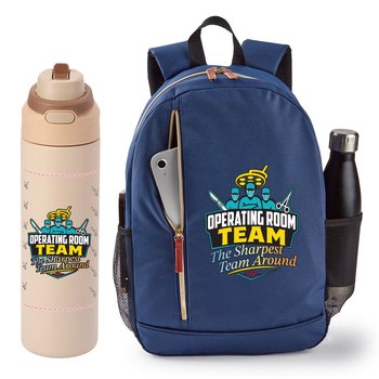 Operating Room Team: The Sharpest Team Around Axel Backpack & Sip+Chug Water Bottle Gift Set from Positive Promotions