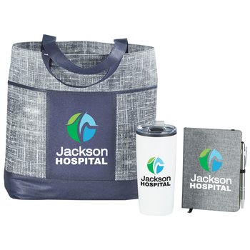 Malibu Tote, Teton Tumbler, & Journal Gift Set - Personalization Available from Positive Promotions
