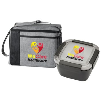 Gray Grayson Lunch Bag & Locking Food Container Gift Set - Personalization Available from Positive Promotions