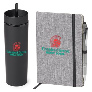 Black Canyon 2-in-1 Tumbler & Gray Heathered Journal Gift Set - Personalization Available from Positive Promotions