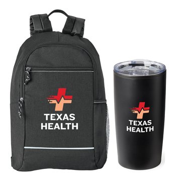 Black Bayside Backpack & Black Teton Tumbler Gift Set - Personalization Available from Positive Promotions