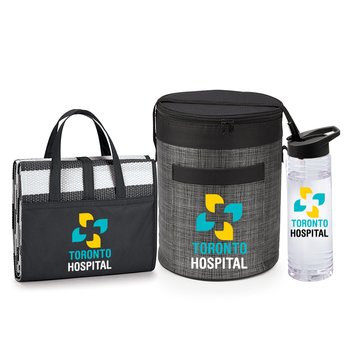 Cooler, Beach Mat, & Water Bottle Gift Set - Personalization Available from Positive Promotions