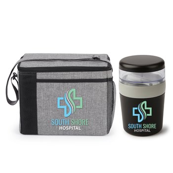 Lunch/Cooler Bag & Dual-Compartment Container Gift Set - Personalization Available from Positive Promotions
