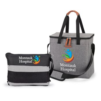 Harper Cooler Tote & Beach Towel in Bag Gift Set - Personalization Available from Positive Promotions