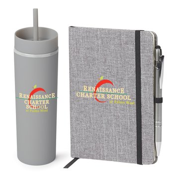 Gray Canyon 2-in-1 Tumbler & Gray Heathered Journal Gift Set - Personalization Available from Positive Promotions