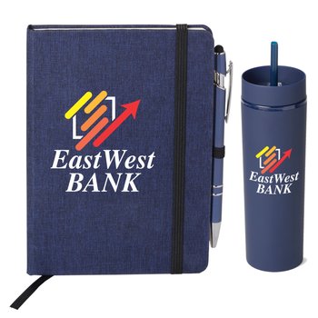 Navy Canyon 2-in-1 Tumbler & Navy Heathered Journal Gift Set - Personalization Available from Positive Promotions
