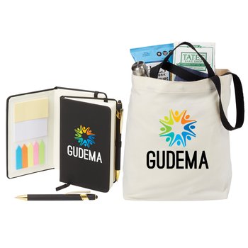 Stanton Jotter With Sticky Notes & Stylus Pen & Venice Dual Carry Handle Reusable Cotton Tote Bag - Personalization Available from Positive Promotions