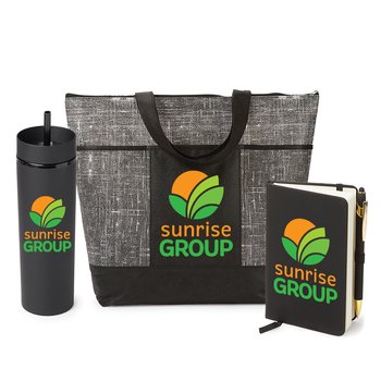 Malibu Zipper Tote, Canyon 2-in-1 Tumbler 16 oz., & Stanton Jotter Gift Set - Personalization Available from Positive Promotions
