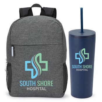 Computer/Laptop Backpack & Dual-Lid Tumbler Gift Set - Personalization Available from Positive Promotions