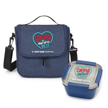 Caring Is What We Do Best Lunch/Cooler Bag & Food Container Gift Set - Personalization Available from Positive Promotions
