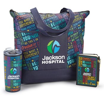 Motivational Word Cloud Tumbler, Tote, & Jotter Gift Set - Personalization Available from Positive Promotions