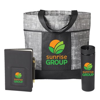 Tote, Journal & Stylus, & Tumbler Everyday Trio Gift Set - Personalization Available from Positive Promotions