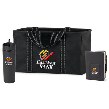 Black Utility Tote, Black Canyon Tumbler, & Black Eastland Journal Gift Set - Personalization Available from Positive Promotions