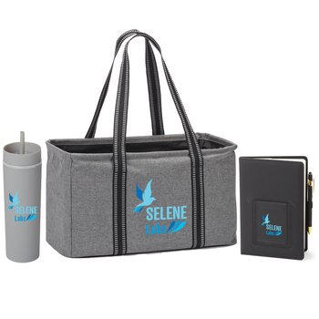 Gray Utility Tote, Gray Canyon Tumbler, & Black Eastland Journal Gift Set - Personalization Available from Positive Promotions
