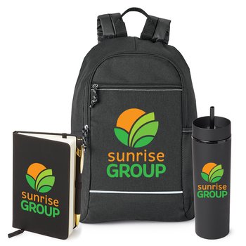 Bayside Backpack, Canyon 2-in-1 Tumbler 16 oz., & Stanton Jotter Gift Set - Personalization Available from Positive Promotions