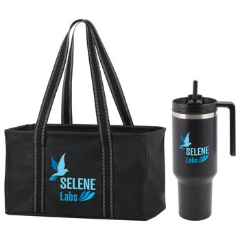 Utility Tote Bag & Quencher Tumbler Gift Set - Personalization Available from Positive Promotions