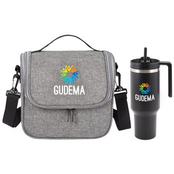Portland Lunch/Cooler Bag & Quencher Tumbler Gift Set - Personalization Available from Positive Promotions