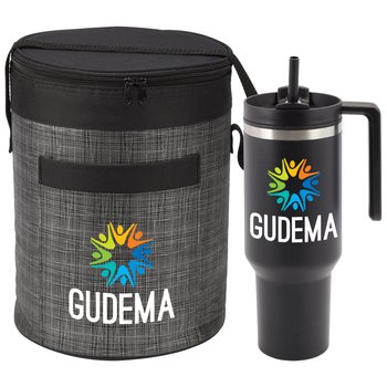 Barrel Cooler Bag & Quencher Tumbler Gift Set - Personalization Available from Positive Promotions