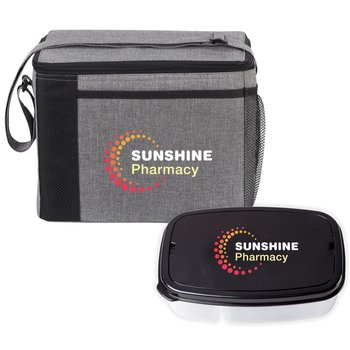 Grayson Lunch/Cooler Bag & 2-Section Food Container Gift Set - Personalization Available from Positive Promotions