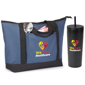 Sleek Tumbler & Carter Tote Gift Set - Personalization Available from Positive Promotions
