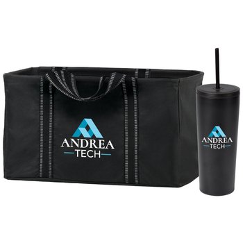 Utility Tote Bag & Sleek Tumbler 24 oz. Gift Set - Personalization Available from Positive Promotions