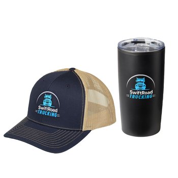 Richardson® 112 Trucker Cap & Teton Tumbler 20 oz. Gift Set - Personalization Available from Positive Promotions