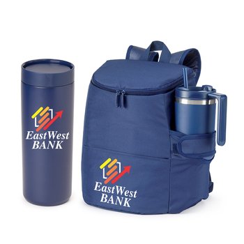 Hydro Backpack Cooler Bag & 18-oz. Spill-Proof Tumbler Gift Set - Personalization Available from Positive Promotions