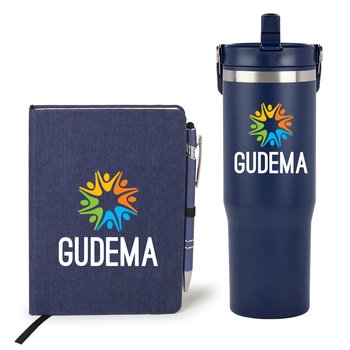 Coldflow 30-oz. Bottle & Heathered Journal & Stylus Pen Gift Set - Personalization Available from Positive Promotions