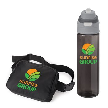 Sedona Sling Belt Bag & Dual-Sip Water Bottle 28 oz. Gift Set - Personalization Available from Positive Promotions