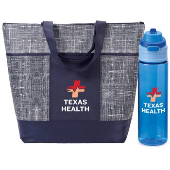 Malibu Zippered Tote & Dual-Sip Water Bottle Gift Set - Personalization Available from Positive Promotions