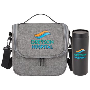 Portland Lunch/Cooler Bag & 360° Sipper Tumbler 18 oz. Gift Set - Personalization Available from Positive Promotions