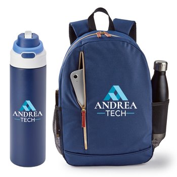 Axel Laptop Backpack & Sip+Chug Stainless Steel Vacuum Insulated Water Bottle 24-oz. from Positive Promotions