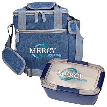 Riverside Deluxe Lunch/Cooler Bag & Stacker Food Container Gift Set - Personalization Available from Positive Promotions