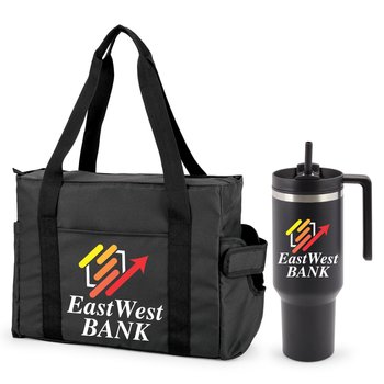 Blake Laptop Tote Bag & HydroSip Tumbler Gift Set - Personalization Available from Positive Promotions