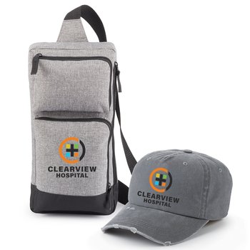 Modesto Sling Bag & Baseball Cap Gift Set - Personalization Available from Positive Promotions