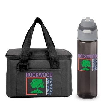 Chill Box Lunch/Cooler Bag & Tritan Dual-Sip Water Bottle Gift Set - Personalization Available from Positive Promotions
