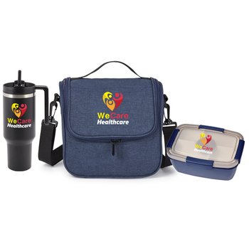 Tumbler, Lunch/Cooler Bag, & Food Container Gift Set - Personalization Available from Positive Promotions