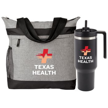 Dylan Tote Bag & Quencher Tumbler Gift Set - Personalization Available from Positive Promotions