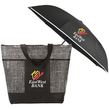 Malibu Tote & Light-Up Umbrella Gift Set - Personalization Available from Positive Promotions
