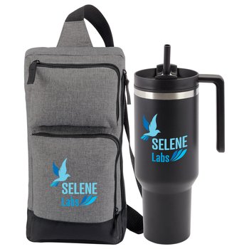Modesto Sling Bag & Quencher Tumbler Gift Set - Personalization Available from Positive Promotions
