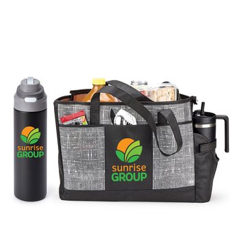 Malibu Cooler Tote & Sip+Chug Water Bottle Gift Set - Personalization Available from Positive Promotions