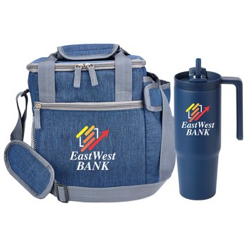 Riverside Deluxe Lunch/Cooler Bag & HydroSip Tumbler Gift Set - Personalization Available from Positive Promotions